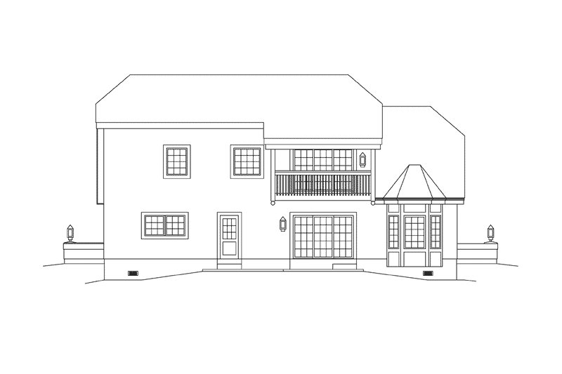Architectural House Design - Exterior - Rear Elevation for European House Plan #57-676 - 3 bed, 2.5 bath