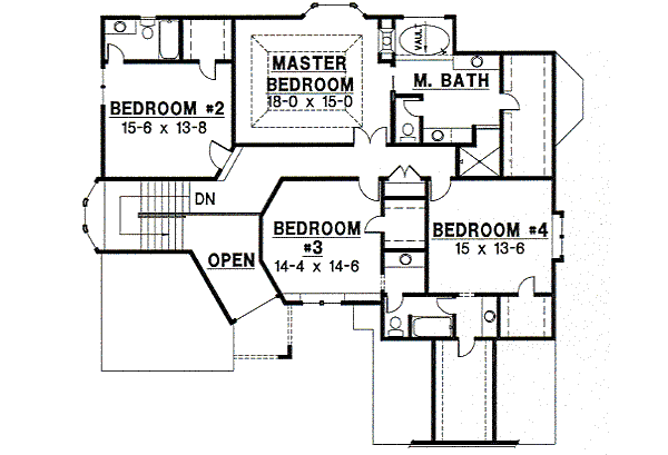 Traditional Floor Plan - Upper Floor Plan #67-133