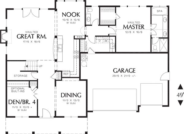 Home Plan - Craftsman Floor Plan - Main Floor Plan #48-379
