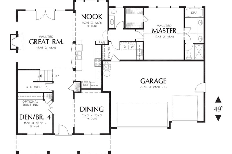 Home Plan - Floor Plan - Main Floor for Craftsman House Plan #48-379 - 4 bed, 2.5 bath