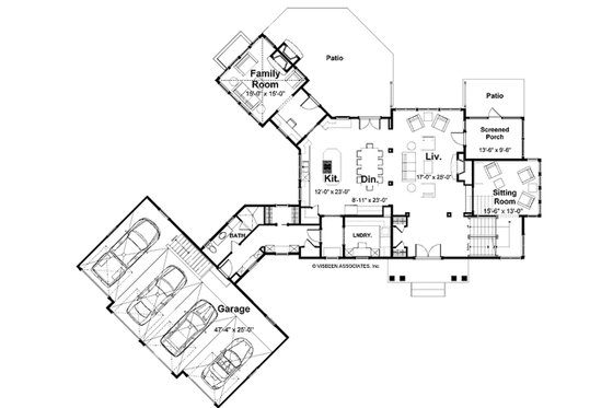 Floor Plan - Main Floor for Farmhouse House Plan #928-418 - 3 bed, 3 bath