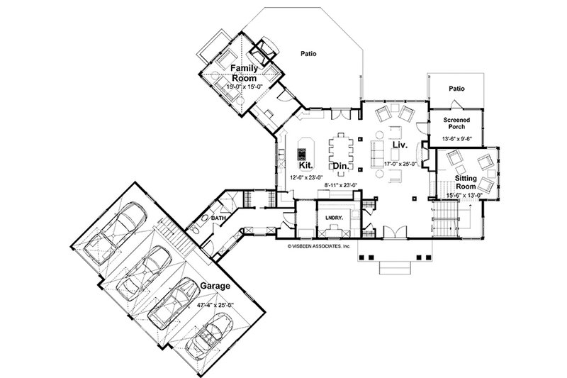 House Blueprint - Floor Plan - Main Floor for Farmhouse House Plan #928-418 - 3 bed, 3 bath