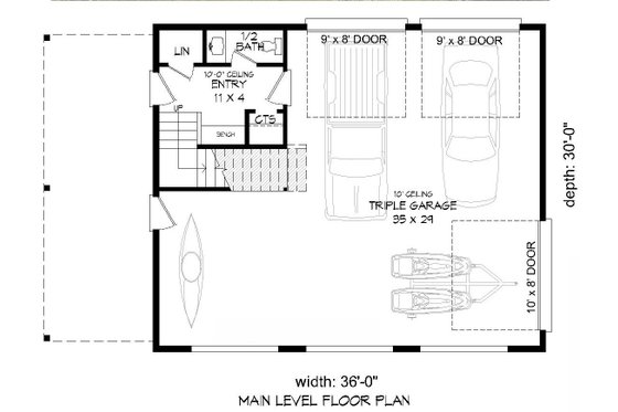 Floor Plan - Main Floor for Contemporary House Plan #932-299 - 1 bed, 1.5 bath