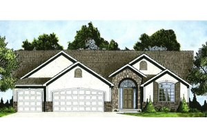 Ranch Exterior - Front Elevation Plan #58-197