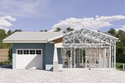 Craftsman Style House Plan - 1 Beds 1 Baths 624 Sq/Ft Plan #1106-168 Exterior 