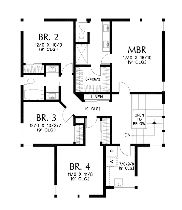 House Blueprint - Prairie Floor Plan - Upper Floor Plan #48-1060