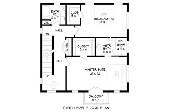 Floor Plan - Upper Floor 1 for Modern House Plan #932-864 - 3 bed, 3.5 bath
