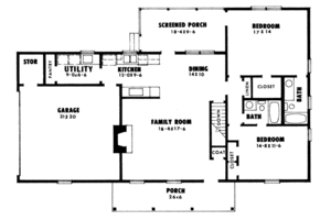 Floor Plan - Main Floor for Ranch House Plan #10-123 - 2 bed, 2 bath