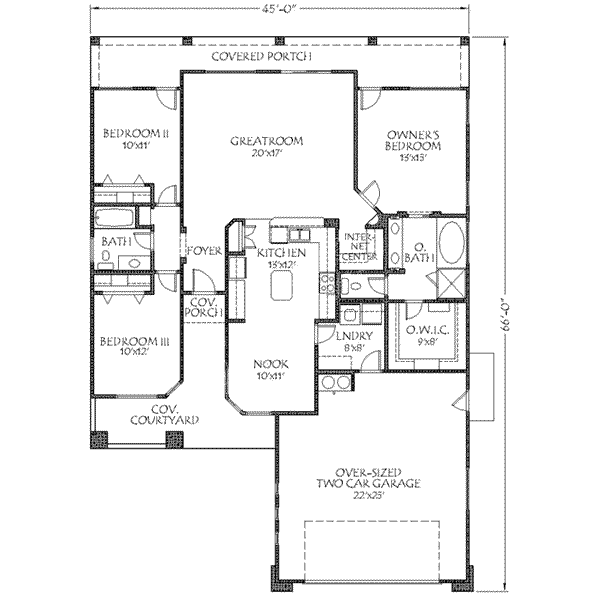 Adobe / Southwestern Floor Plan - Main Floor Plan #24-163
