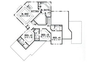 Floor Plan - Upper Floor for European House Plan #67-611 - 4 bed, 4 bath