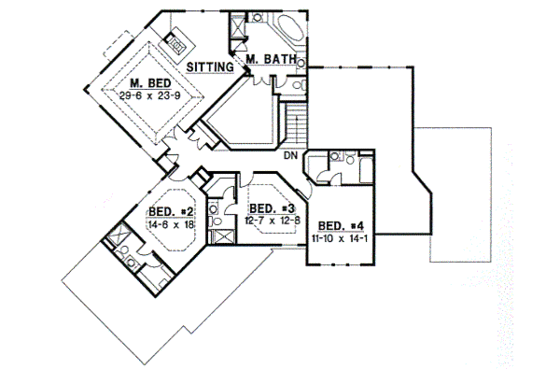 Floor Plan - Upper Floor for European House Plan #67-611 - 4 bed, 4 bath