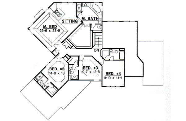 European Floor Plan - Upper Floor Plan #67-611