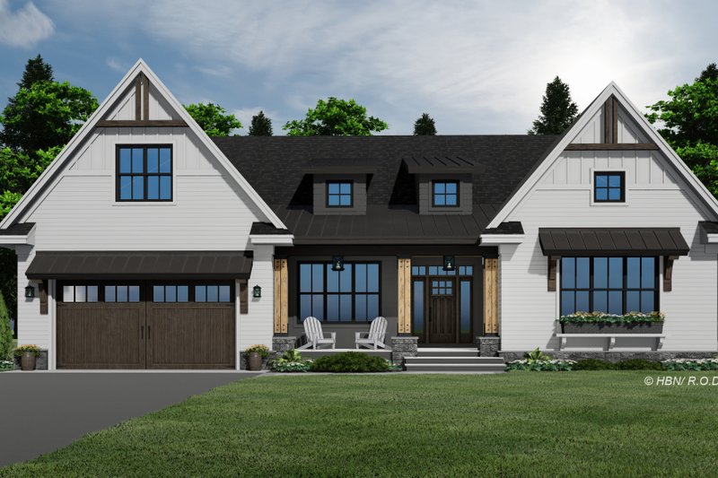 House Blueprint - Farmhouse Exterior - Front Elevation Plan #51-1245