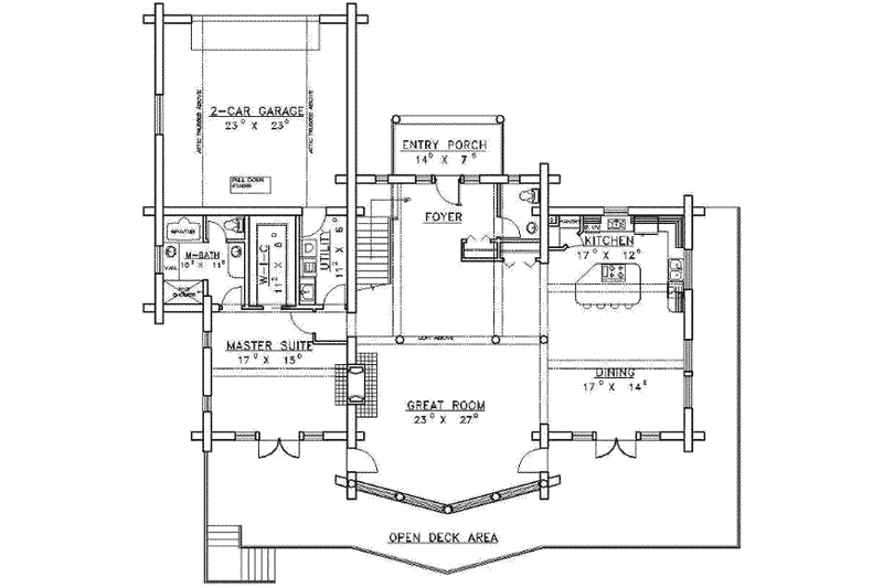 Architectural House Design - Floor Plan - Main Floor for Log House Plan #117-104 - 3 bed, 4 bath