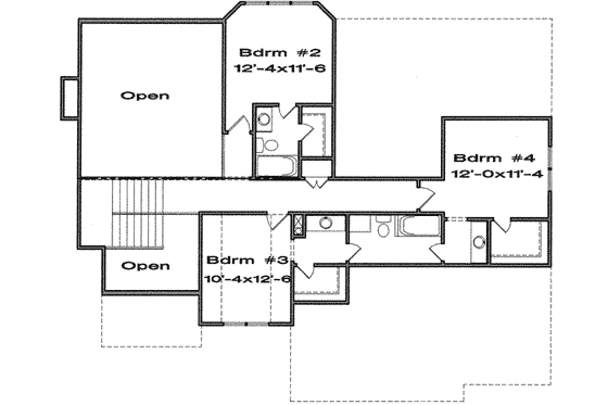 Floor Plan - Upper Floor for European House Plan #6-180 - 4 bed, 3.5 bath