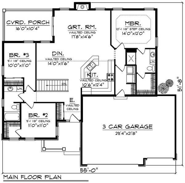 House Blueprint - Traditional Floor Plan - Main Floor Plan #70-1525