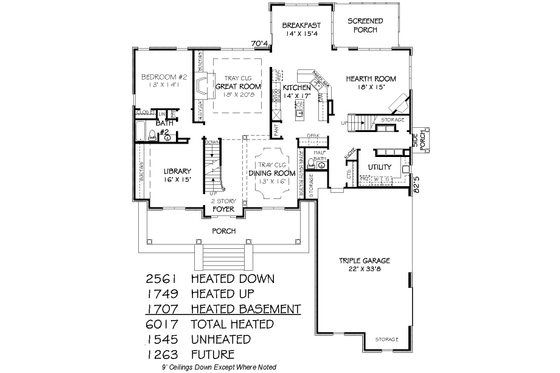 Floor Plan - Main Floor for Traditional House Plan #424-385 - 5 bed, 5.5 bath