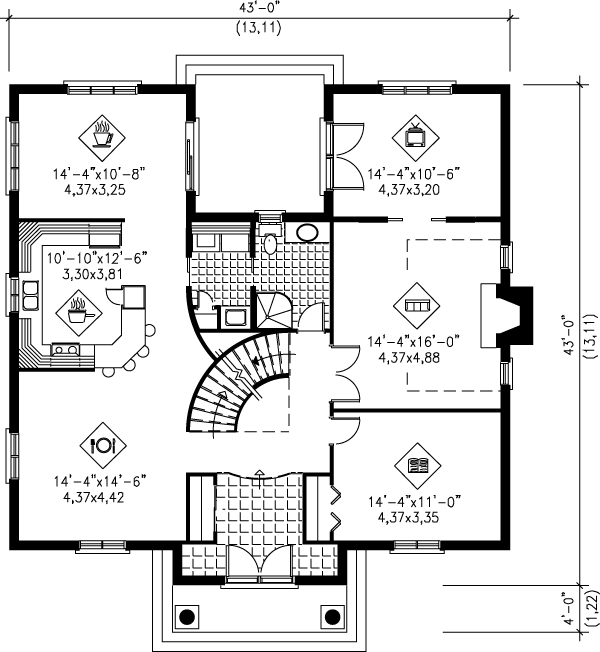 European Floor Plan - Main Floor Plan #25-2215