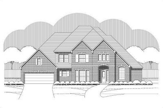 Exterior - Front Elevation for European House Plan #411-787 - 4 bed, 3.5 bath