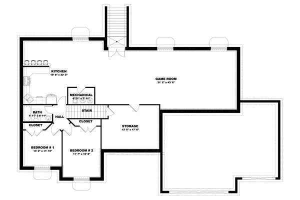 Traditional Floor Plan - Lower Floor Plan #1060-100