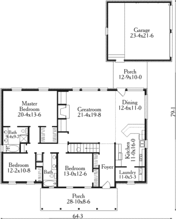 House Plan Design - Southern Floor Plan - Main Floor Plan #406-160
