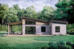 Exterior - Rear Elevation for Modern House Plan #924-3 - 2 bed, 1 bath