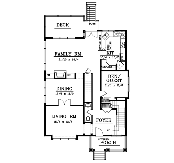 Craftsman Floor Plan - Main Floor Plan #100-408