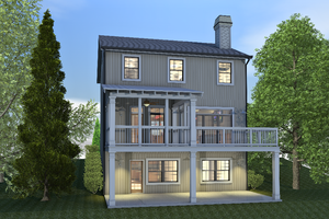 Exterior - Rear Elevation for Farmhouse House Plan #30-351 - 3 bed, 3.5 bath