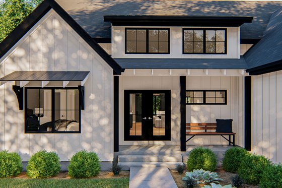 Exterior - Covered Porch for Farmhouse House Plan #455-303 - 3 bed, 2.5 bath