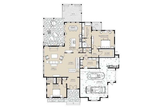 Floor Plan - Main Floor for Craftsman House Plan #921-3 - 5 bed, 6.5 bath