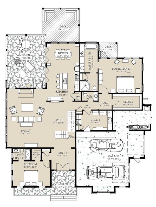 Craftsman Floor Plan - Main Floor Plan #921-3