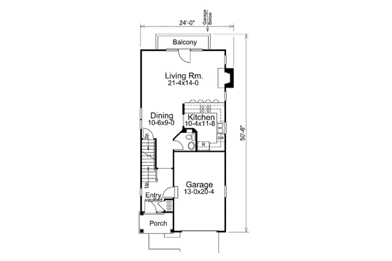 Floor Plan - Main Floor for Cottage House Plan #57-316 - 2 bed, 2.5 bath