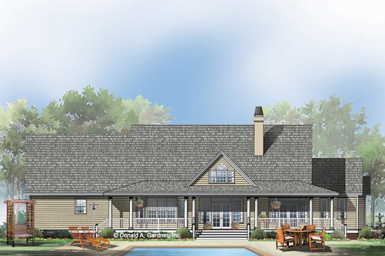 Exterior - Rear Elevation for Country House Plan #929-535 - 4 bed, 4 bath