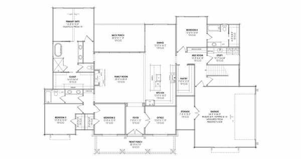 Dream House Plan - Floor Plan - Main Floor for Farmhouse House Plan #1096-210 - 4 bed, 3 bath