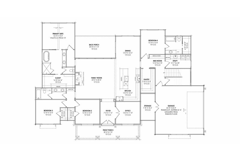 Dream House Plan - Floor Plan - Main Floor for Farmhouse House Plan #1096-210 - 4 bed, 3 bath