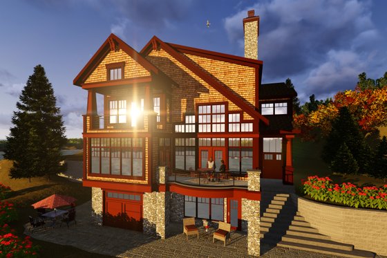 Exterior - Rear Elevation 3 for Craftsman House Plan #70-1433 - 5 bed, 3.5 bath