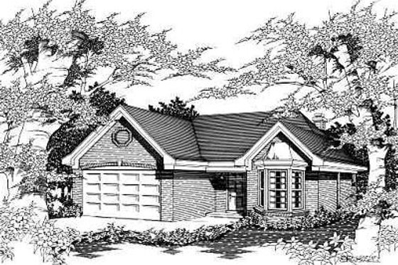 Exterior - Front Elevation for European House Plan #329-190 - 3 bed, 2 bath