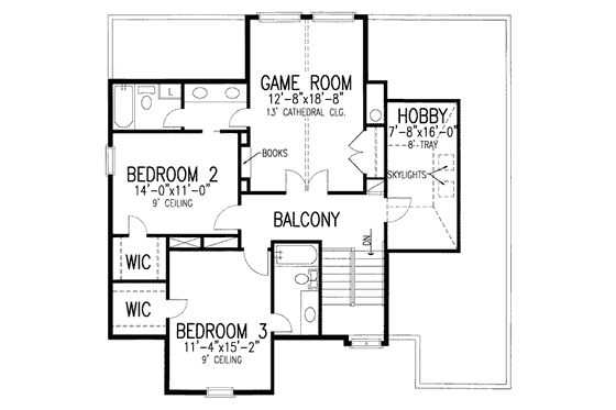 Floor Plan - Upper Floor for European House Plan #410-352 - 3 bed, 3.5 bath