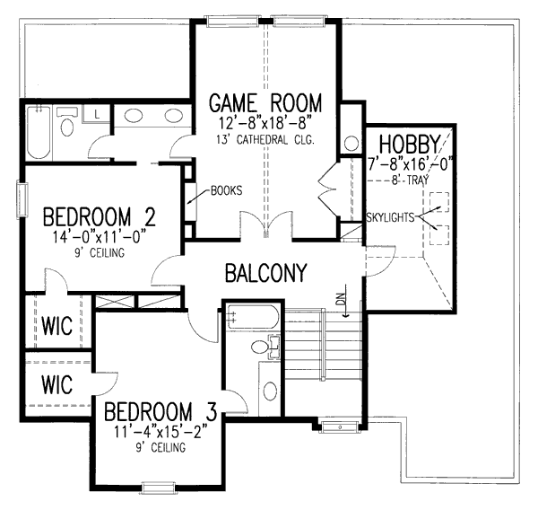 Architectural House Design - European Floor Plan - Upper Floor Plan #410-352