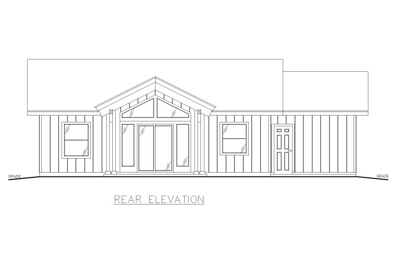 Architectural House Design - Exterior - Rear Elevation for Farmhouse House Plan #117-986 - 1 bed, 2 bath
