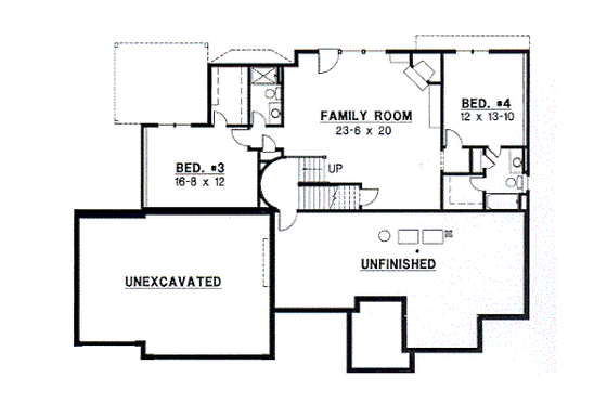 Floor Plan - Lower Floor for Traditional House Plan #67-200 - 4 bed, 4 bath