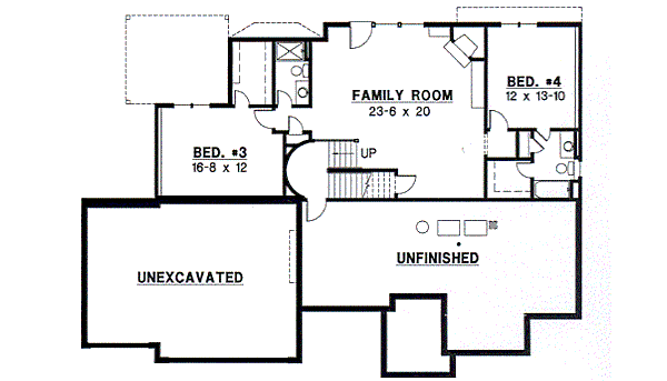 Traditional Floor Plan - Lower Floor Plan #67-200