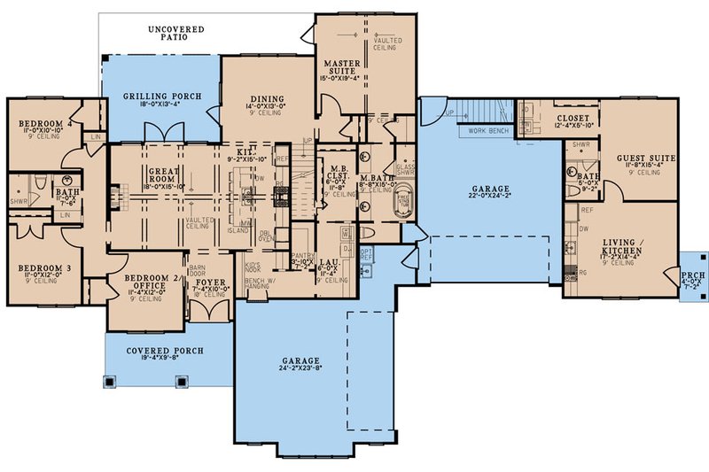 Home Plan - Floor Plan - Main Floor for Craftsman House Plan #923-308 - 5 bed, 3 bath