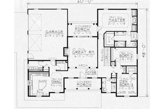 Floor Plan - Main Floor for Traditional House Plan #112-120 - 3 bed, 2 bath