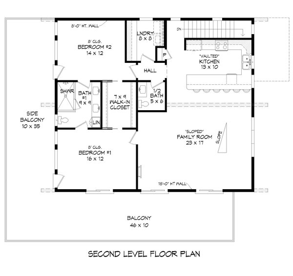 House Blueprint - Southern Floor Plan - Upper Floor Plan #932-854