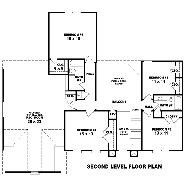 Floor Plan - Upper Floor for European House Plan #81-13692 - 5 bed, 3.5 bath