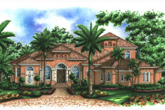 Exterior - Front Elevation for Mediterranean House Plan #27-387 - 5 bed, 5 bath