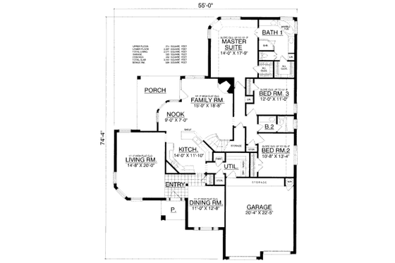 Floor Plan - Main Floor for European House Plan #40-436 - 4 bed, 3 bath