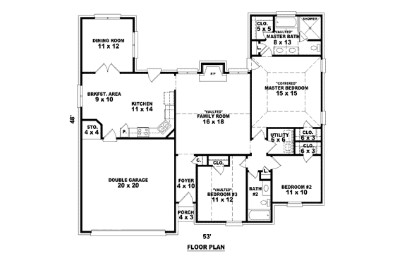 Floor Plan - Main Floor for European House Plan #81-13727 - 3 bed, 2 bath