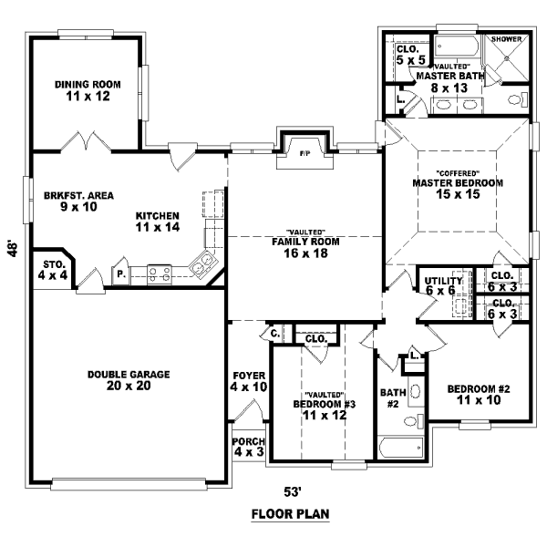 Floor Plan - Main Floor for European House Plan #81-13727 - 3 bed, 2 bath